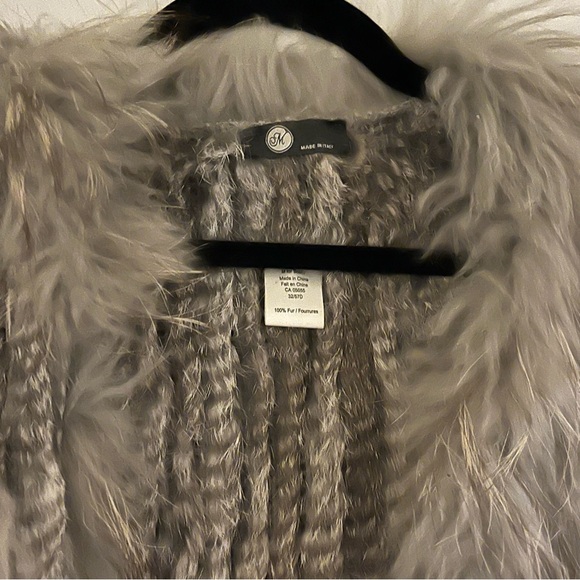 Genuine Fur Boho Grey Open Front Vest - Picture 4 of 10